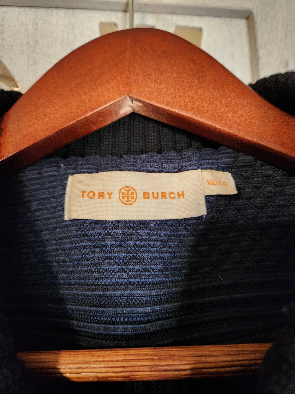 Tory Burch Navy Ribbed Knit Blazer